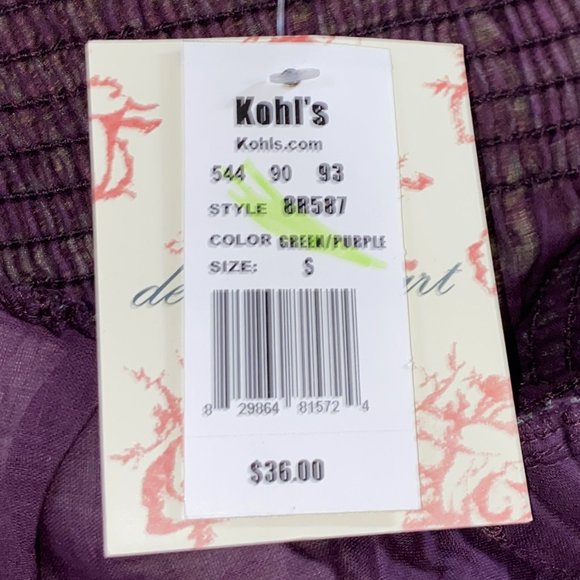 Derek Heart Eggplant and Green Spaghetti Straps Gathered detail Sundress - Small - Picture 4 of 4